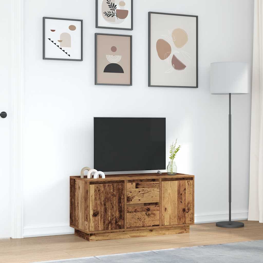 Meuble TV avec éclairage LED vieux bois 100x41x50 cm - XIOS