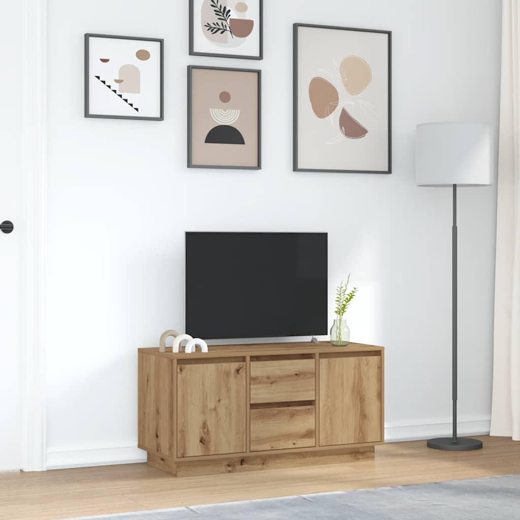 Meuble TV avec éclairages LED chêne artisanal 100x41x50 cm - XIOS