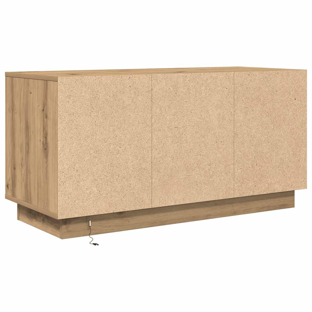 Meuble TV avec éclairages LED chêne artisanal 100x41x50 cm - XIOS