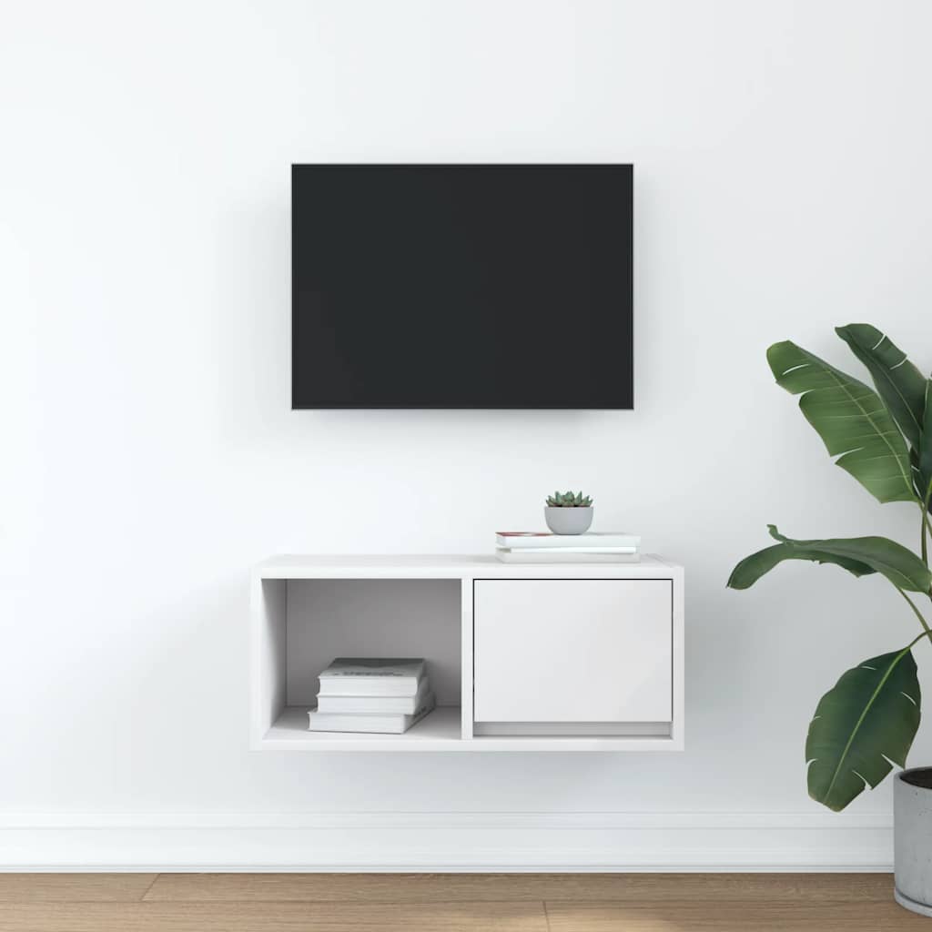 Meuble TV blanc 60x31x25,5 cm bois d'ingénierie - XIOS