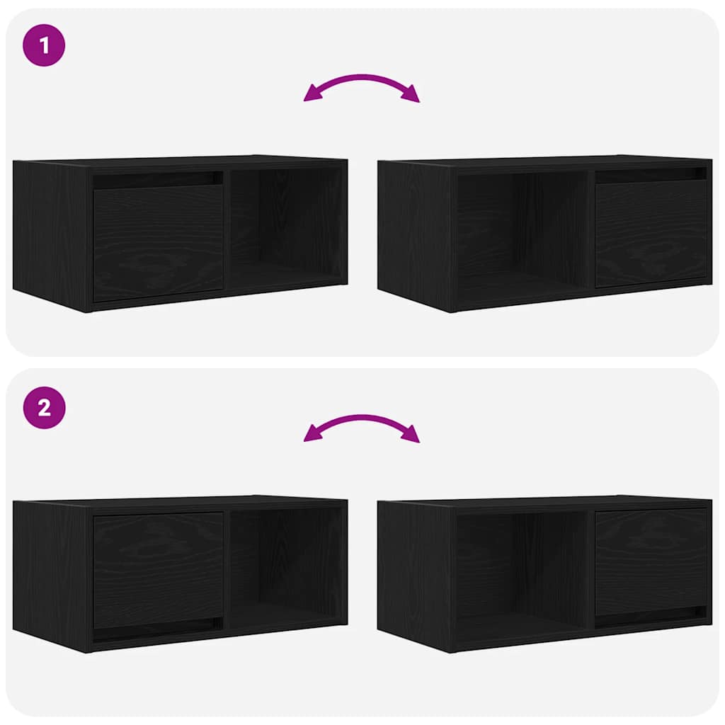 Meubles TV 2 pcs chêne noir 60x31x25,5 cm bois d'ingénierie - XIOS