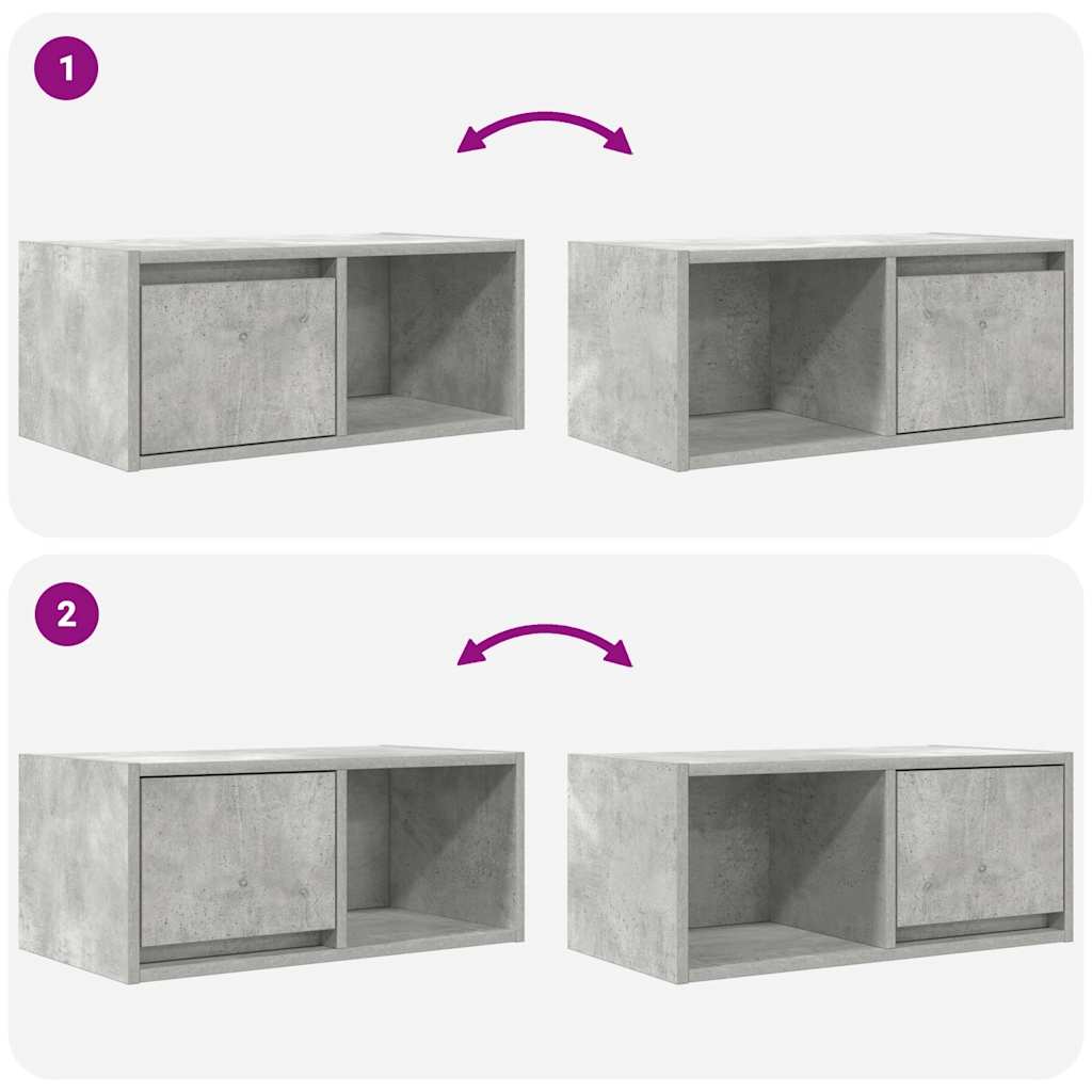 Meuble TV gris béton 60x31x25,5 cm bois d'ingénierie - XIOS