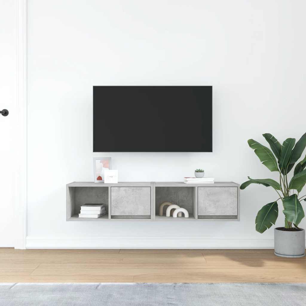 Meubles TV 2 pcs gris béton 60x31x25,5 cm bois d'ingénierie - XIOS