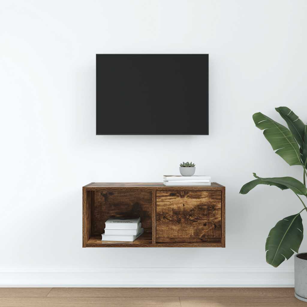 Meuble TV chêne fumé 60x31x25,5 cm bois d'ingénierie - XIOS