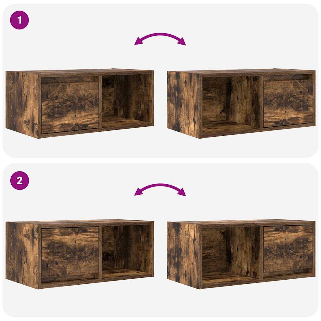 Meuble TV chêne fumé 60x31x25,5 cm bois d'ingénierie - XIOS