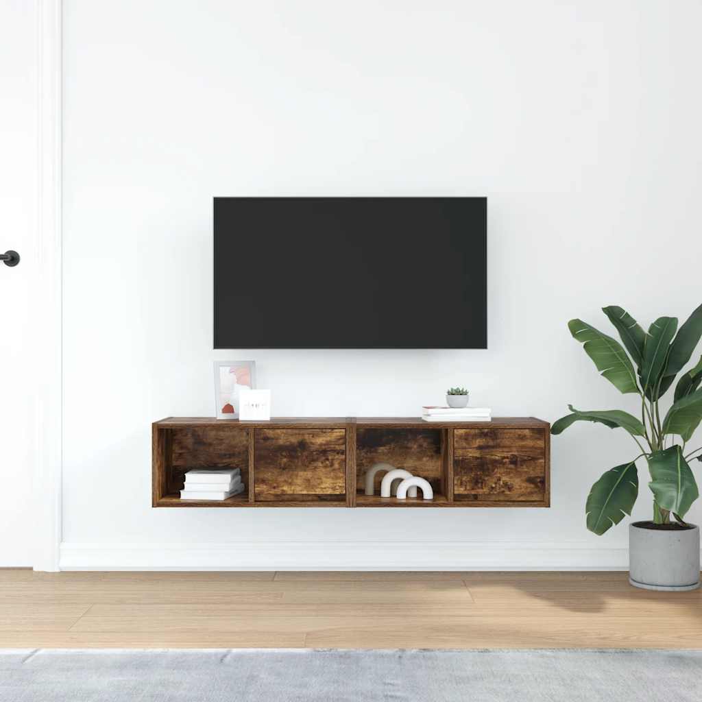 Meubles TV 2 pcs chêne fumé 60x31x25,5 cm bois d'ingénierie - XIOS