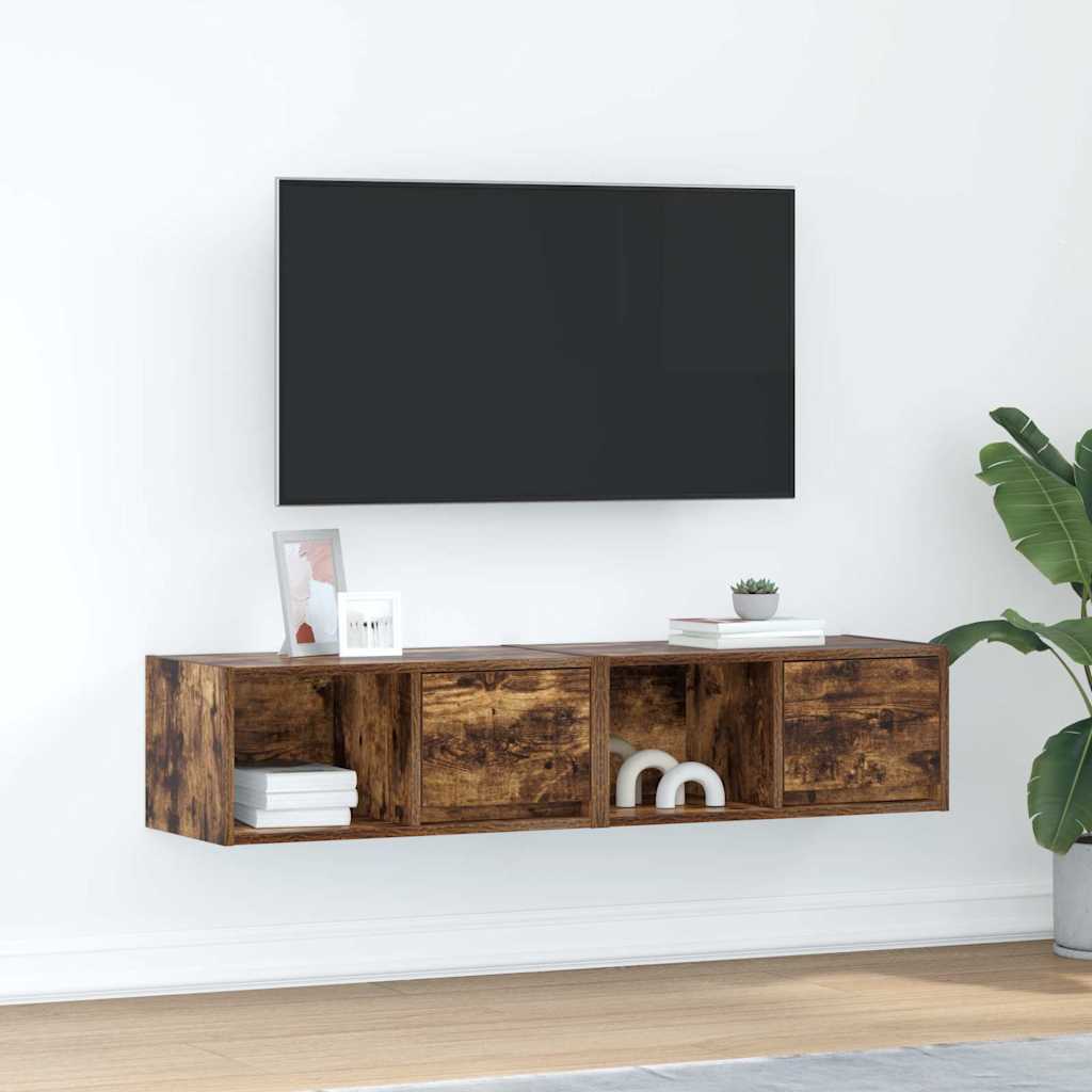 Meubles TV 2 pcs chêne fumé 60x31x25,5 cm bois d'ingénierie - XIOS