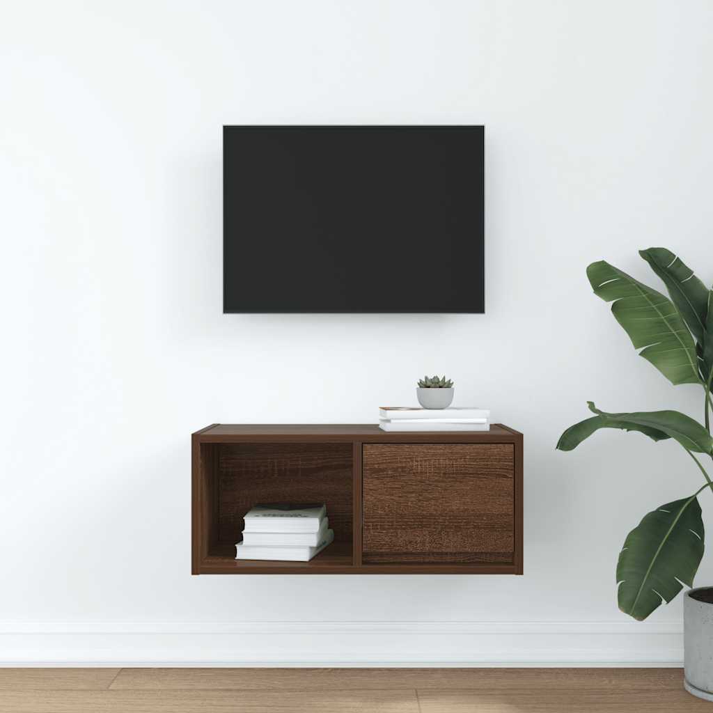 Meuble TV chêne marron 60x31x25,5 cm bois d'ingénierie - XIOS