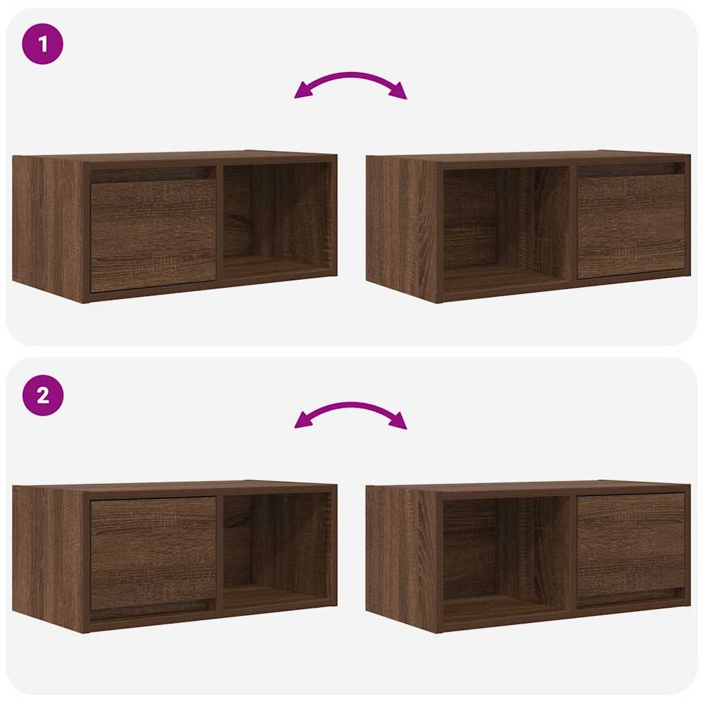 Meuble TV chêne marron 60x31x25,5 cm bois d'ingénierie - XIOS