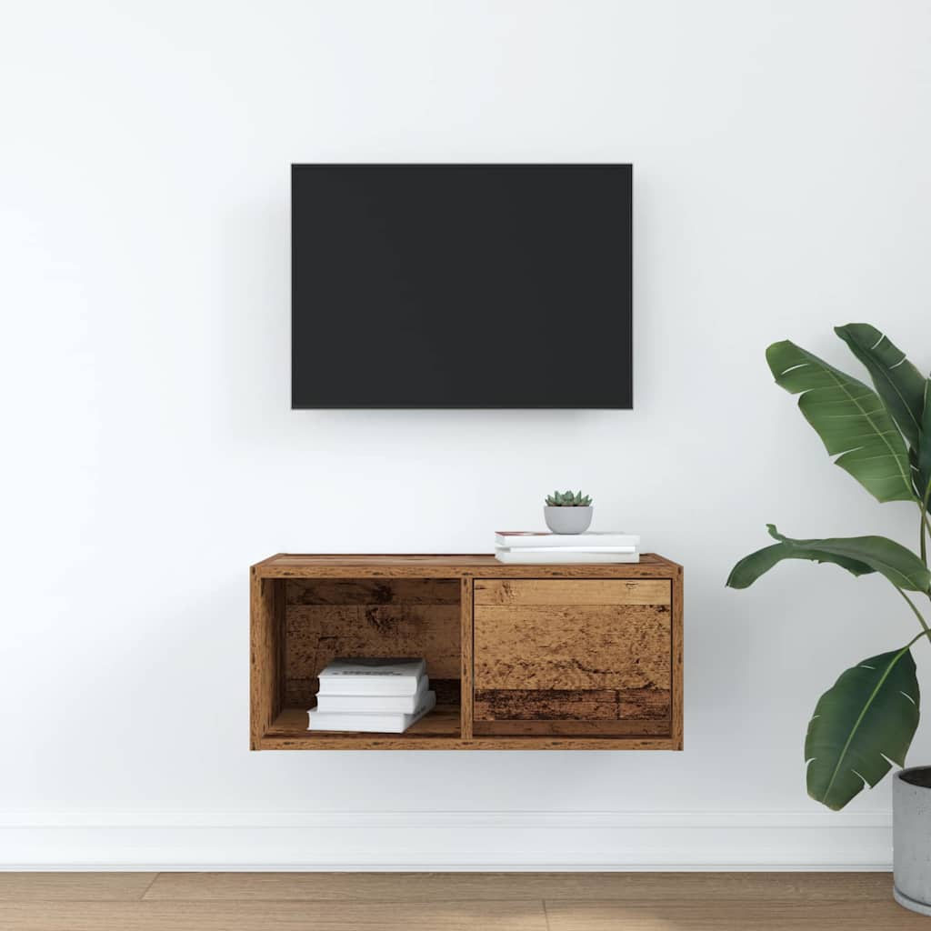 Meuble TV vieux bois 60x31x25,5 cm bois d'ingénierie - XIOS