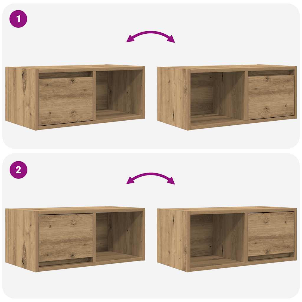 Meuble TV chêne artisanal 60x31x25,5 cm bois d'ingénierie - XIOS