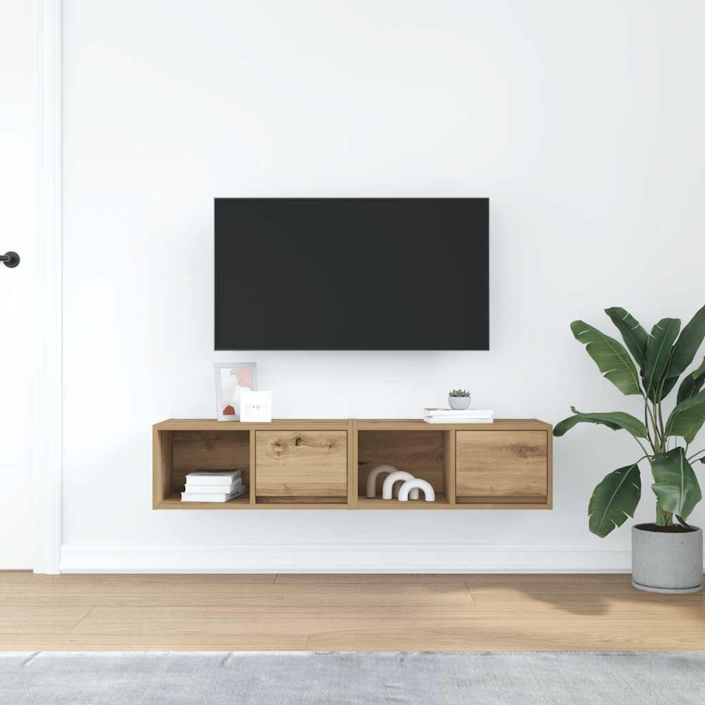 Meubles TV 2 pcs chêne artisanal 60x31x25,5cm bois d'ingénierie - XIOS