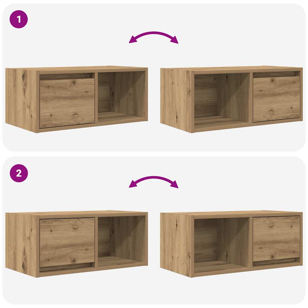 Meubles TV 2 pcs chêne artisanal 60x31x25,5cm bois d'ingénierie - XIOS