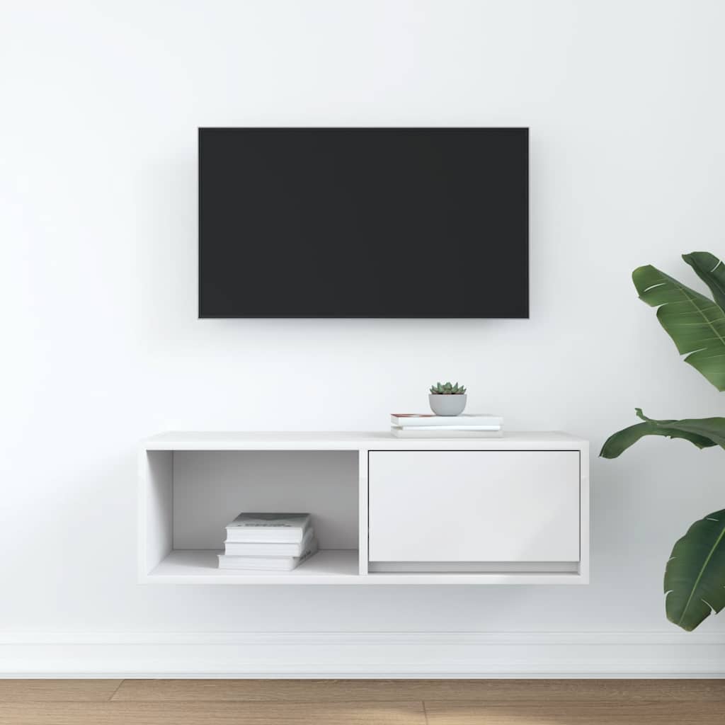 Meuble TV blanc 80x31x25,5 cm bois d'ingénierie - XIOS