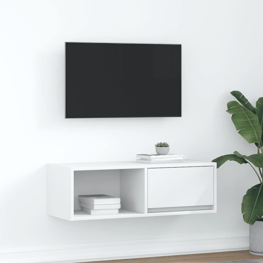 Meuble TV blanc 80x31x25,5 cm bois d'ingénierie - XIOS
