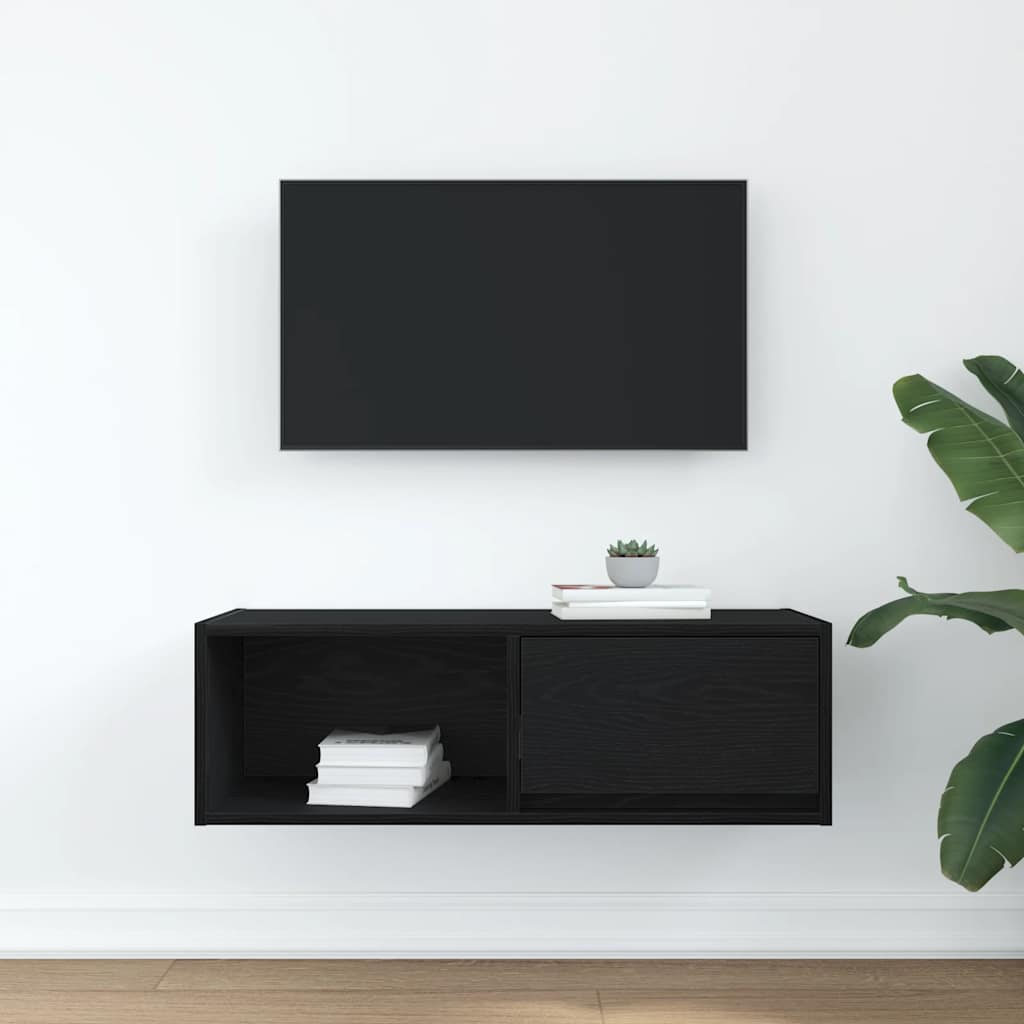 Meuble TV chêne noir 80x31x25,5 cm bois d'ingénierie - XIOS