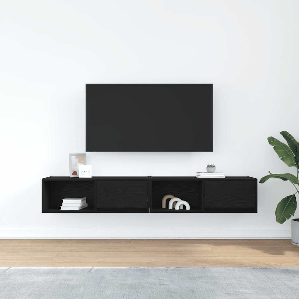 Meuble TV 2 pcs chêne noir 80x31x25,5 cm bois d'ingénierie - XIOS