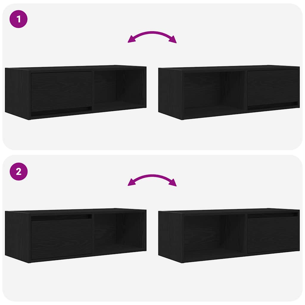 Meuble TV 2 pcs chêne noir 80x31x25,5 cm bois d'ingénierie - XIOS