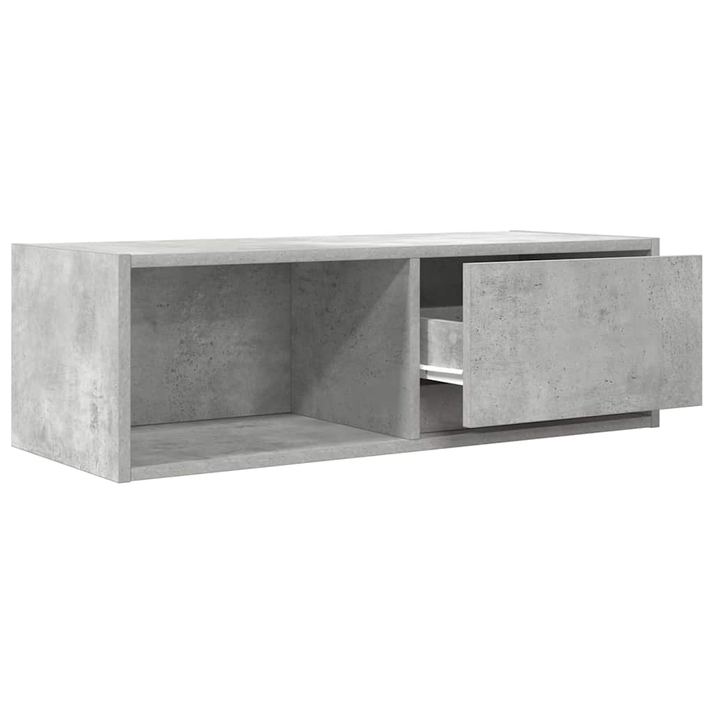 Meuble TV gris béton 80x31x25,5 cm bois d'ingénierie - XIOS