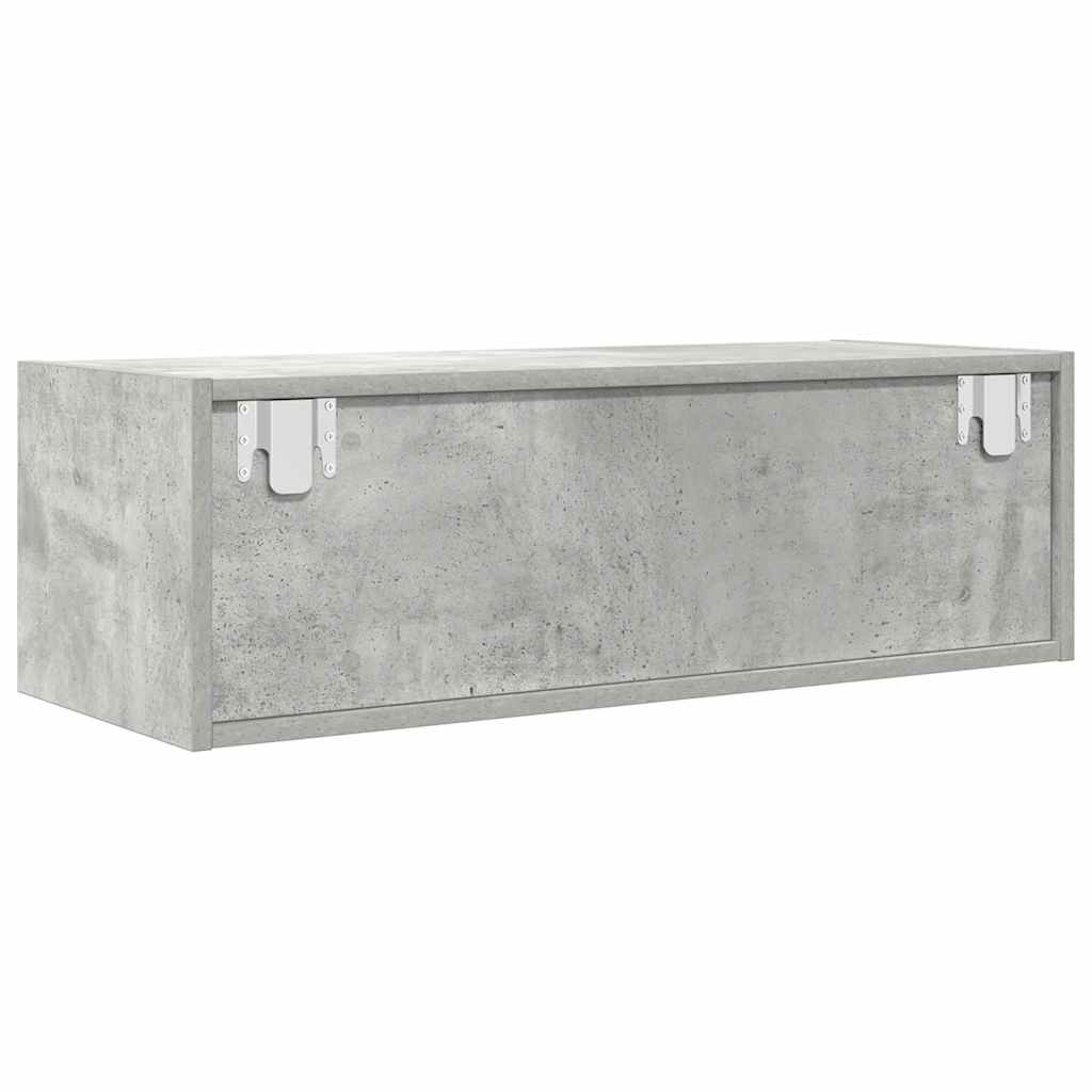 Meuble TV gris béton 80x31x25,5 cm bois d'ingénierie - XIOS