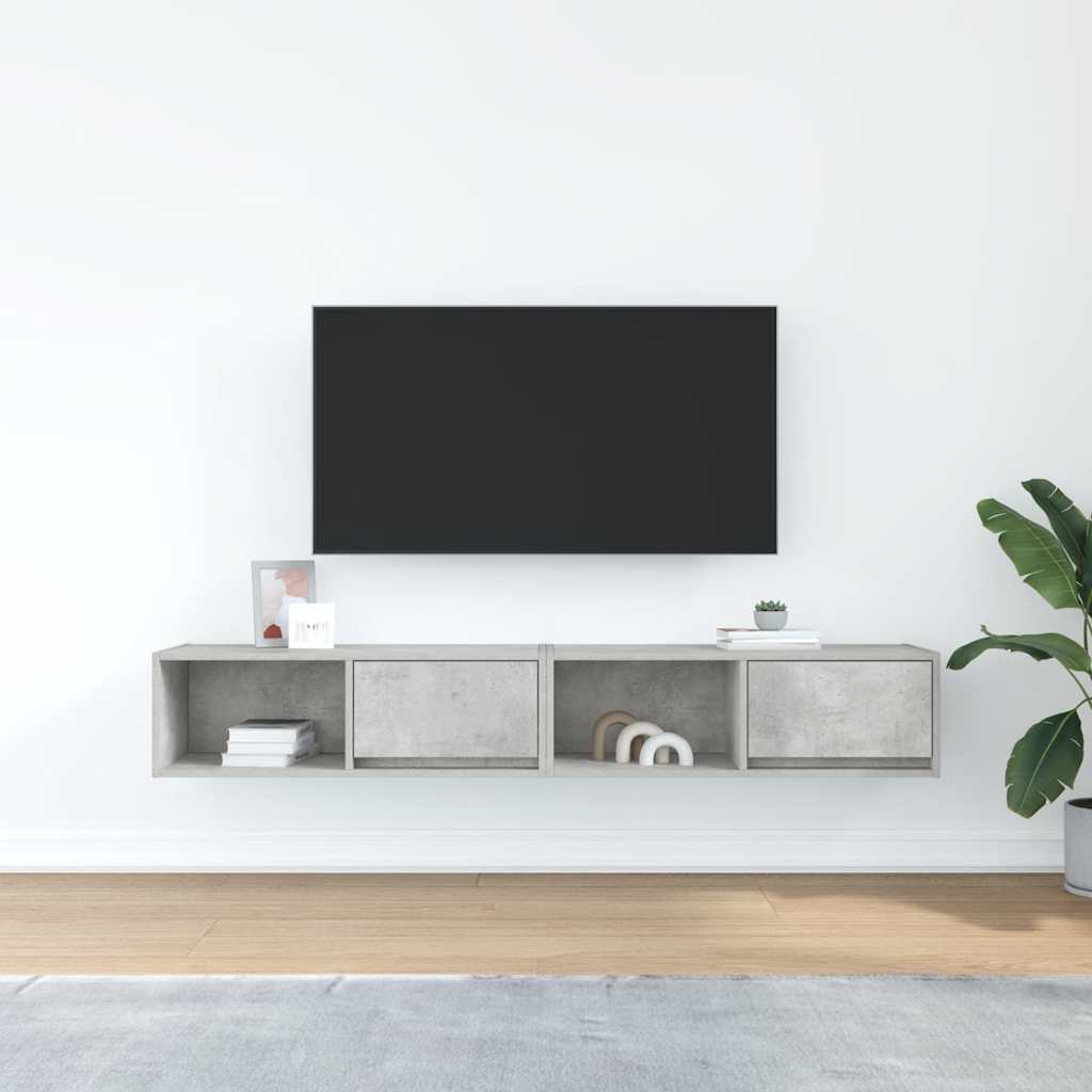 Meubles TV 2 pcs gris béton 80x31x25,5 cm bois d'ingénierie - XIOS