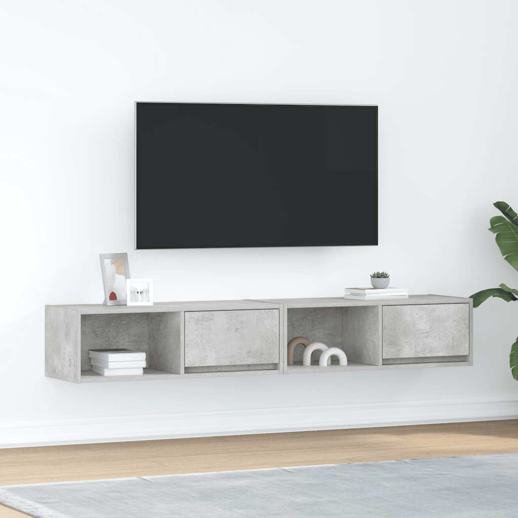 Meubles TV 2 pcs gris béton 80x31x25,5 cm bois d'ingénierie - XIOS