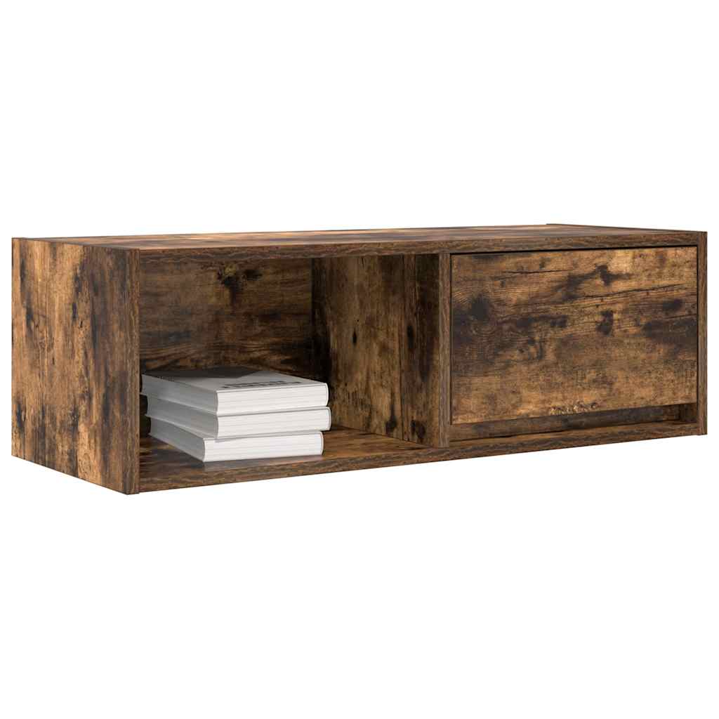 Meuble TV chêne fumé 80x31x25,5 cm bois d'ingénierie - XIOS