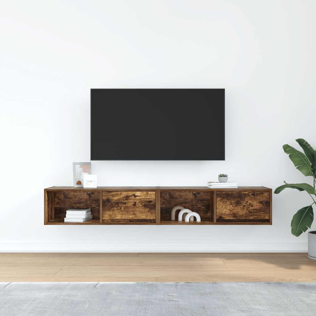 Meubles TV 2 pcs chêne fumé 80x31x25,5 cm bois d'ingénierie - XIOS