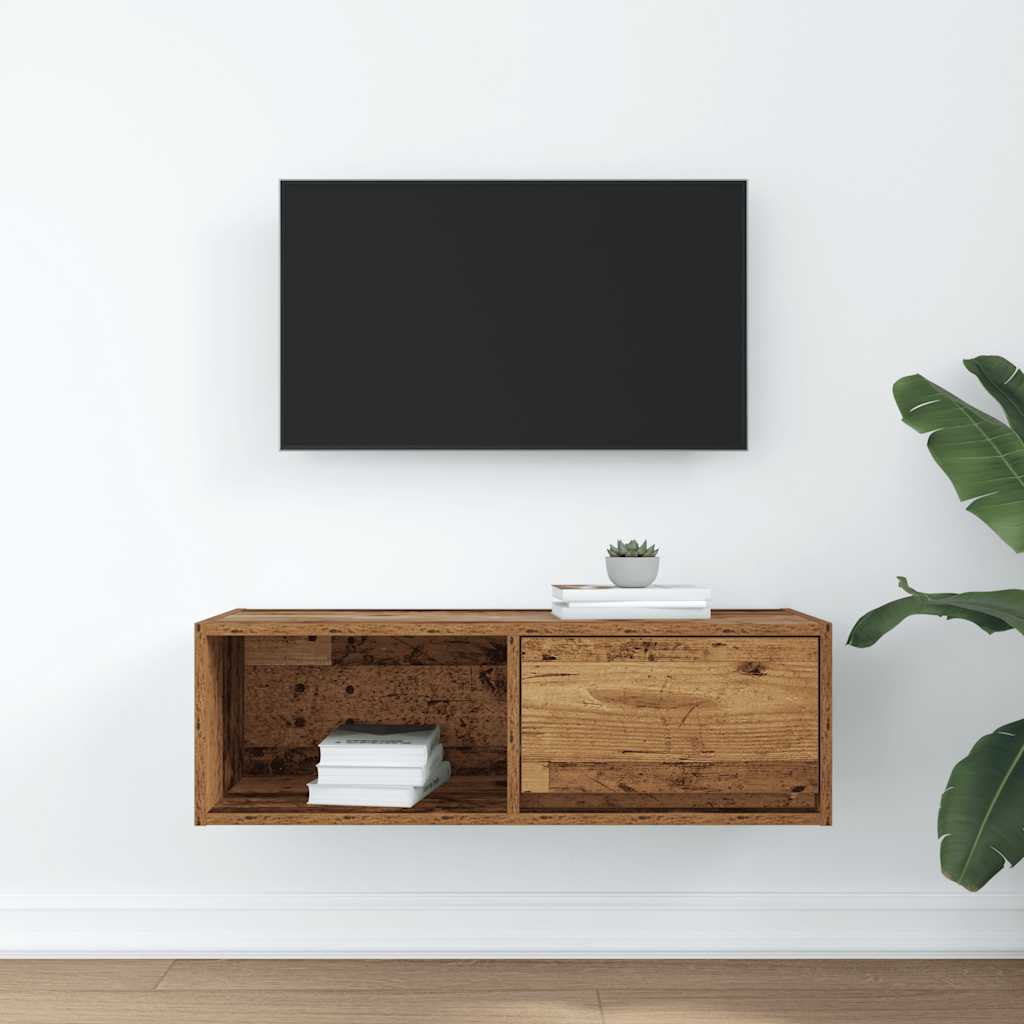 Meuble TV vieux bois 80x31x25,5 cm bois d'ingénierie - XIOS