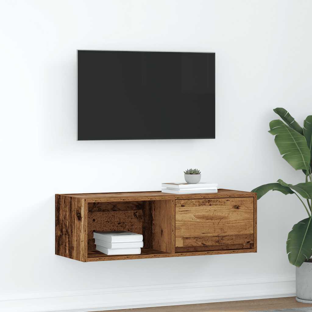 Meuble TV vieux bois 80x31x25,5 cm bois d'ingénierie - XIOS