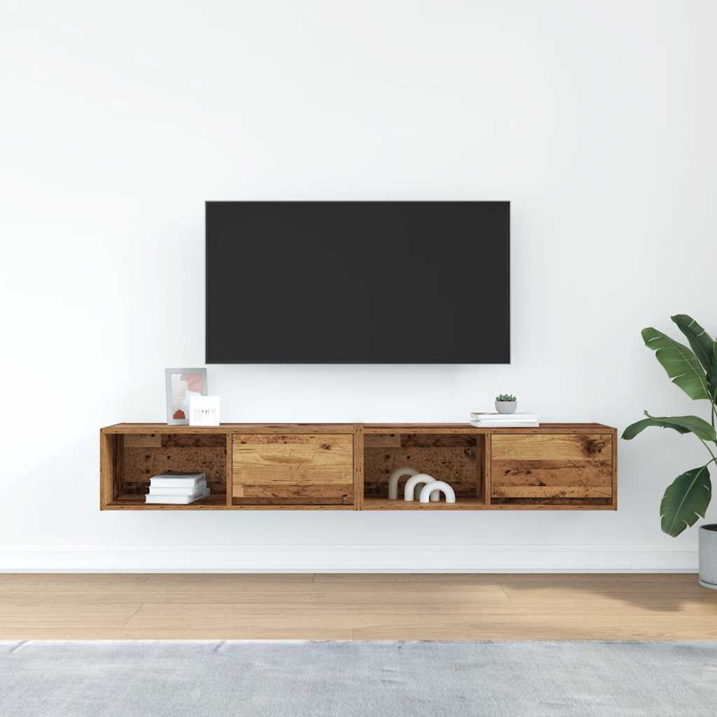 Meubles TV 2 pcs vieux bois 80x31x25,5 cm bois d'ingénierie - XIOS