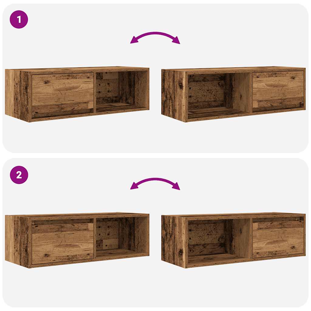Meubles TV 2 pcs vieux bois 80x31x25,5 cm bois d'ingénierie - XIOS
