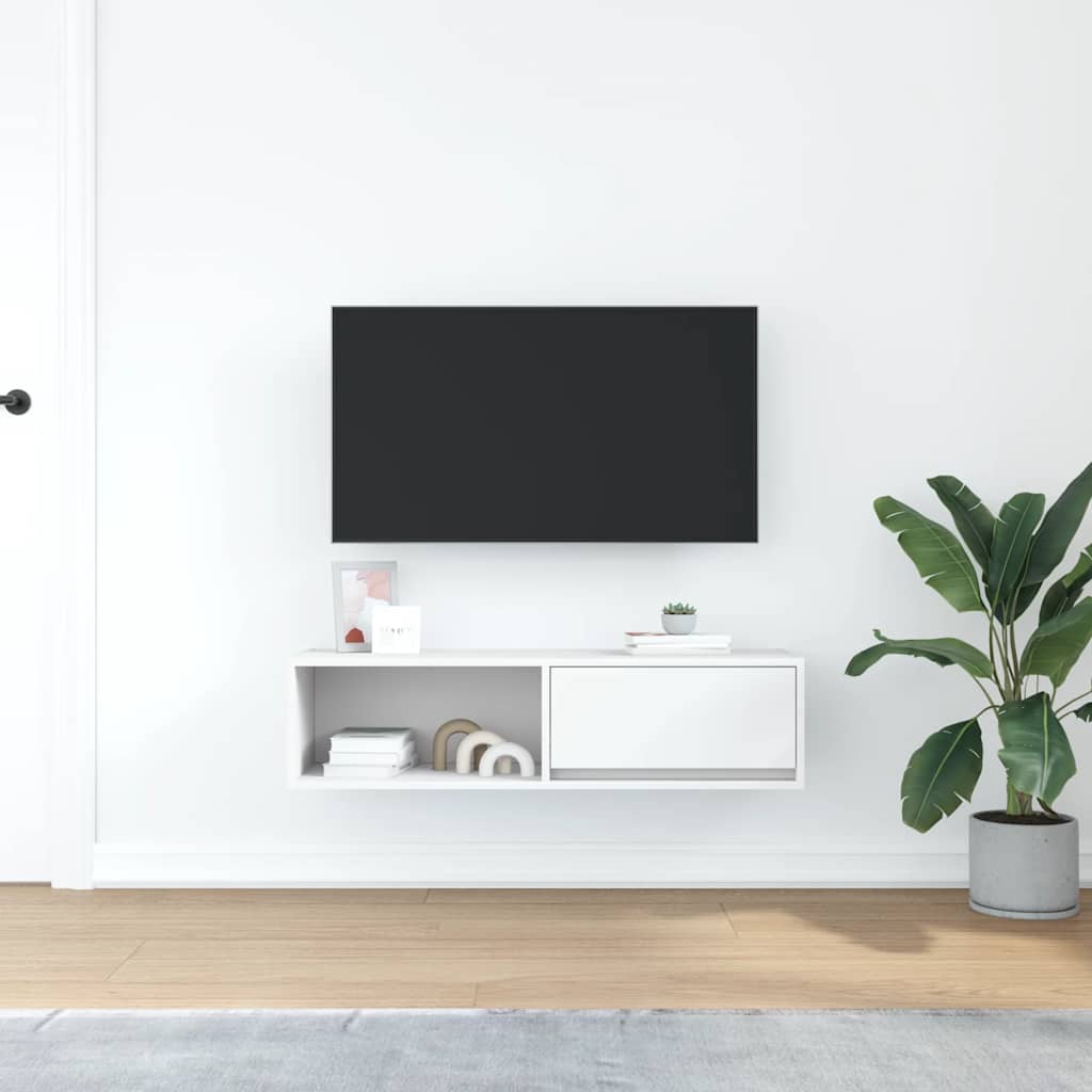 Meuble TV blanc 100x31x25,5 cm bois d'ingénierie - XIOS