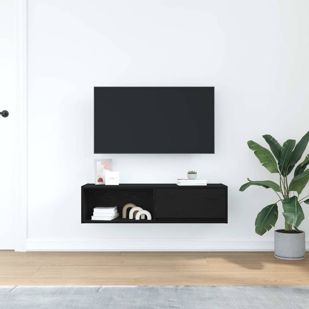 Meuble TV chêne noir 100x31x25,5 cm bois d'ingénierie - XIOS