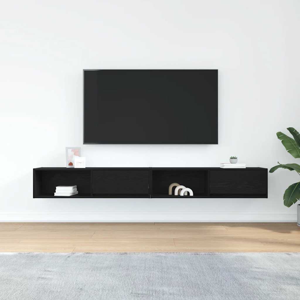 Meuble TV 2 pcs chêne noir 100x31x25,5 cm bois d'ingénierie - XIOS