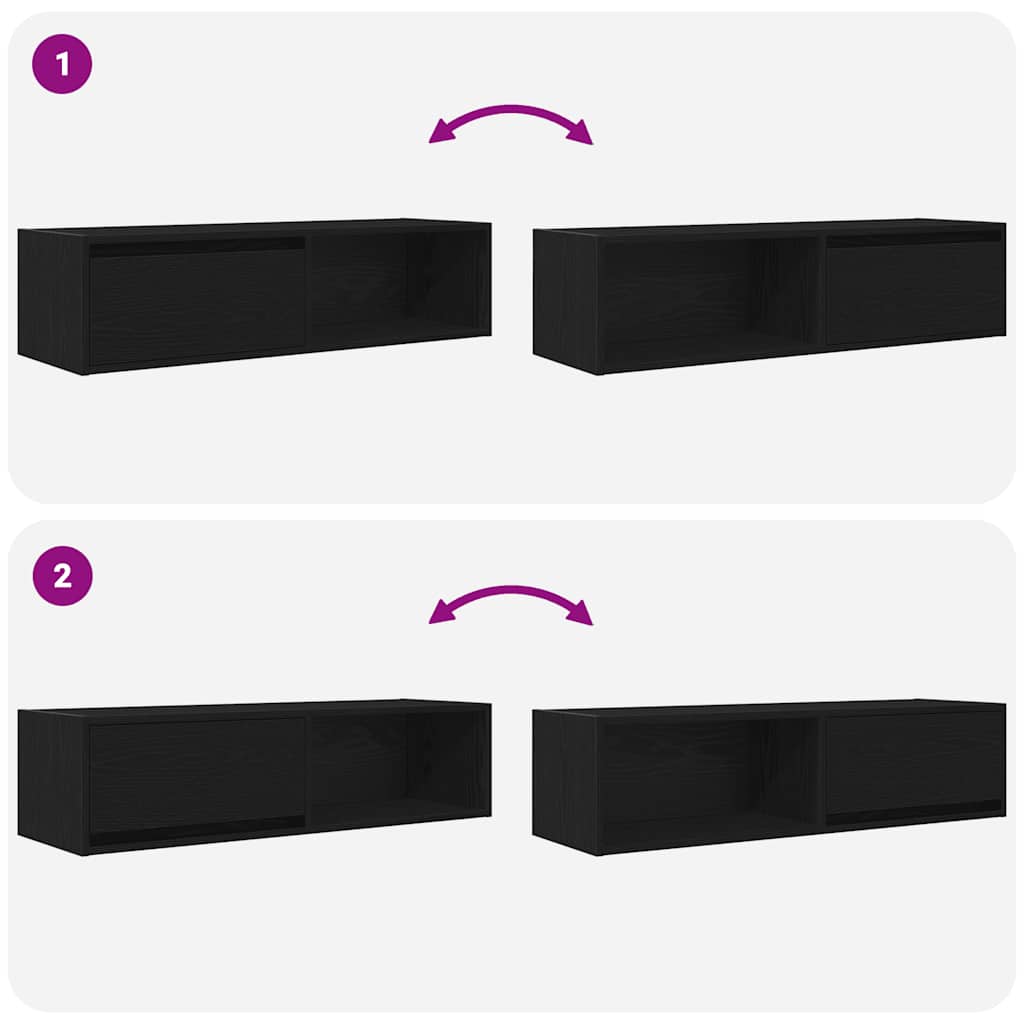 Meuble TV 2 pcs chêne noir 100x31x25,5 cm bois d'ingénierie - XIOS