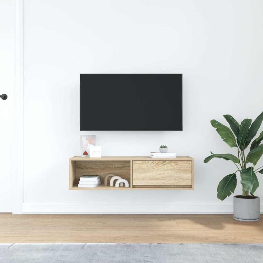 Meuble TV chêne sonoma 100x31x25,5 cm bois d'ingénierie - XIOS