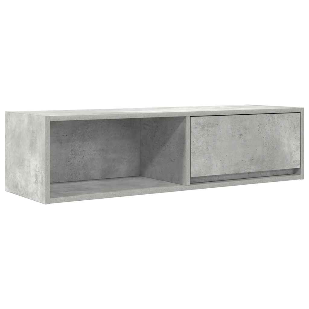 Meuble TV gris béton 100x31x25,5 cm bois d'ingénierie - XIOS