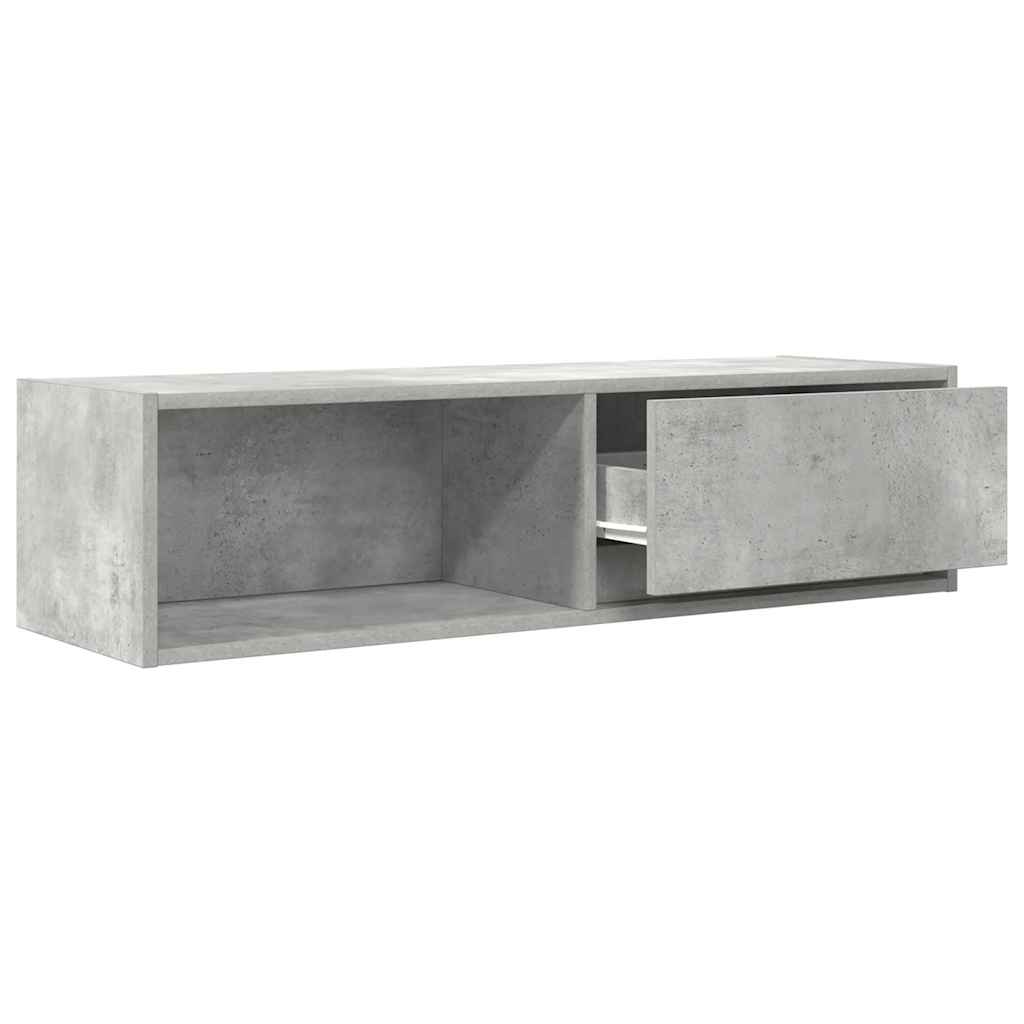 Meuble TV gris béton 100x31x25,5 cm bois d'ingénierie - XIOS