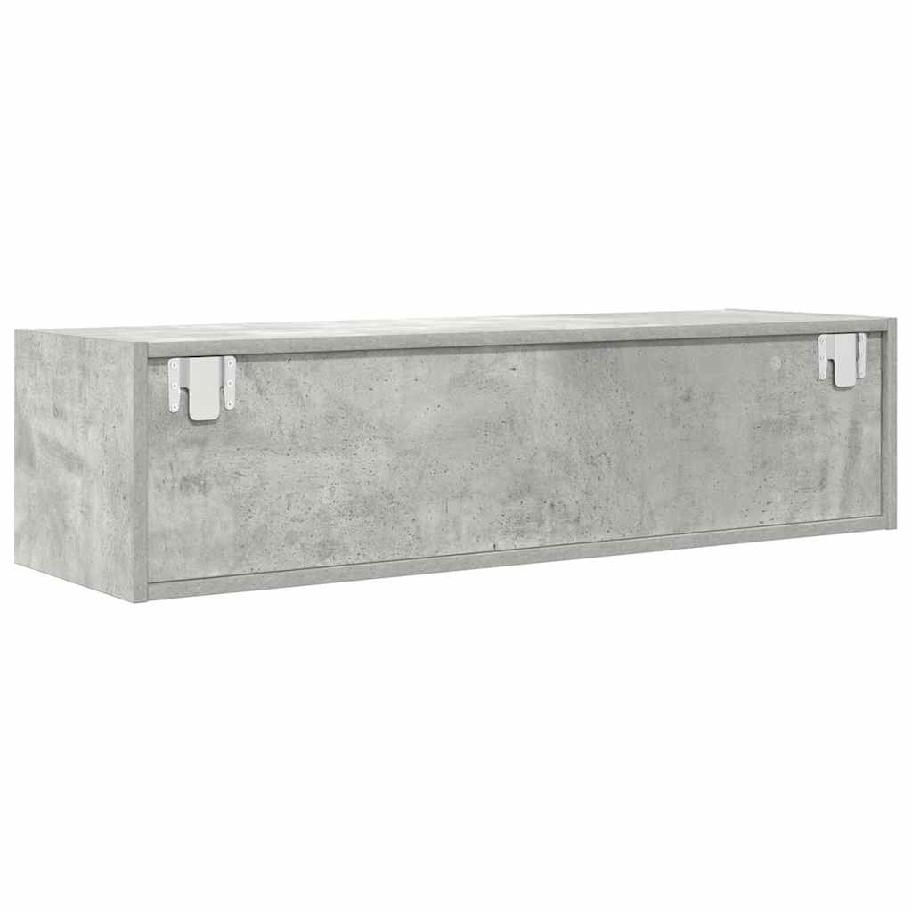 Meuble TV gris béton 100x31x25,5 cm bois d'ingénierie - XIOS