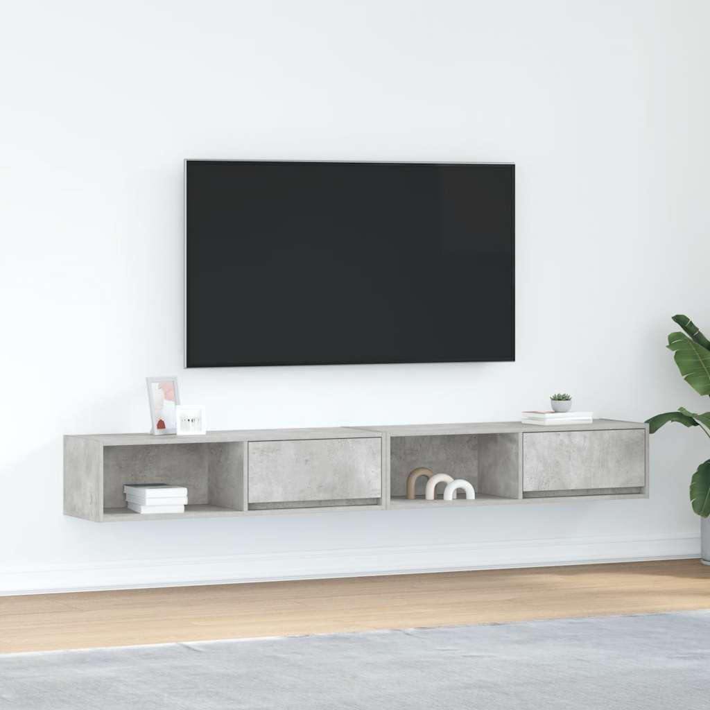 Meubles TV 2 pcs gris béton 100x31x25,5 cm bois d'ingénierie - XIOS