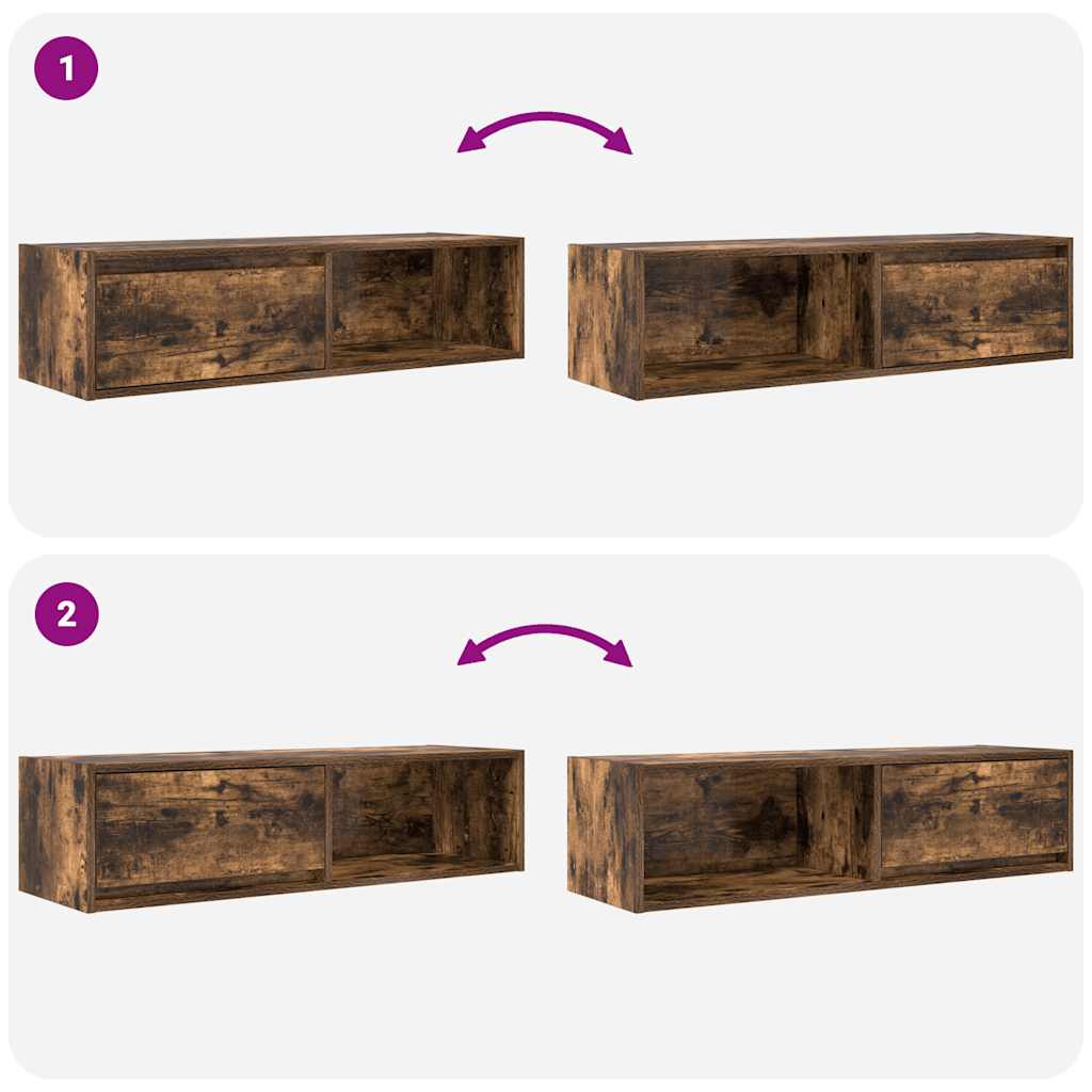 Meuble TV chêne fumé 100x31x25,5 cm bois d'ingénierie - XIOS