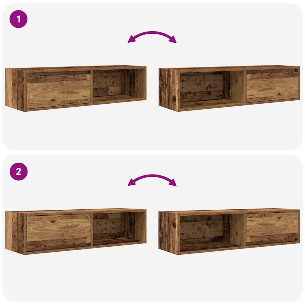 Meubles TV 2 pcs vieux bois 100x31x25,5 cm bois d'ingénierie - XIOS