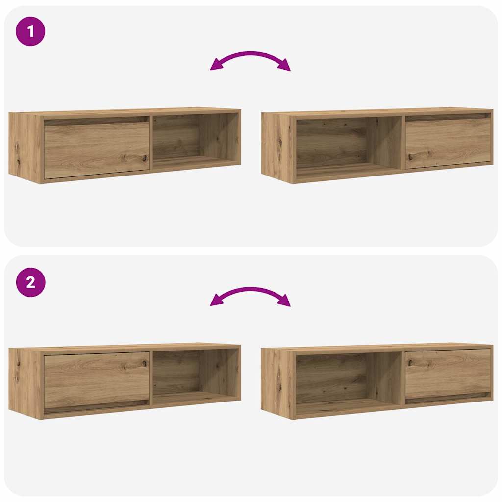 Meubles TV 2 pcs chêne artisanal 100x31x25,5 cm bois ingénierie - XIOS