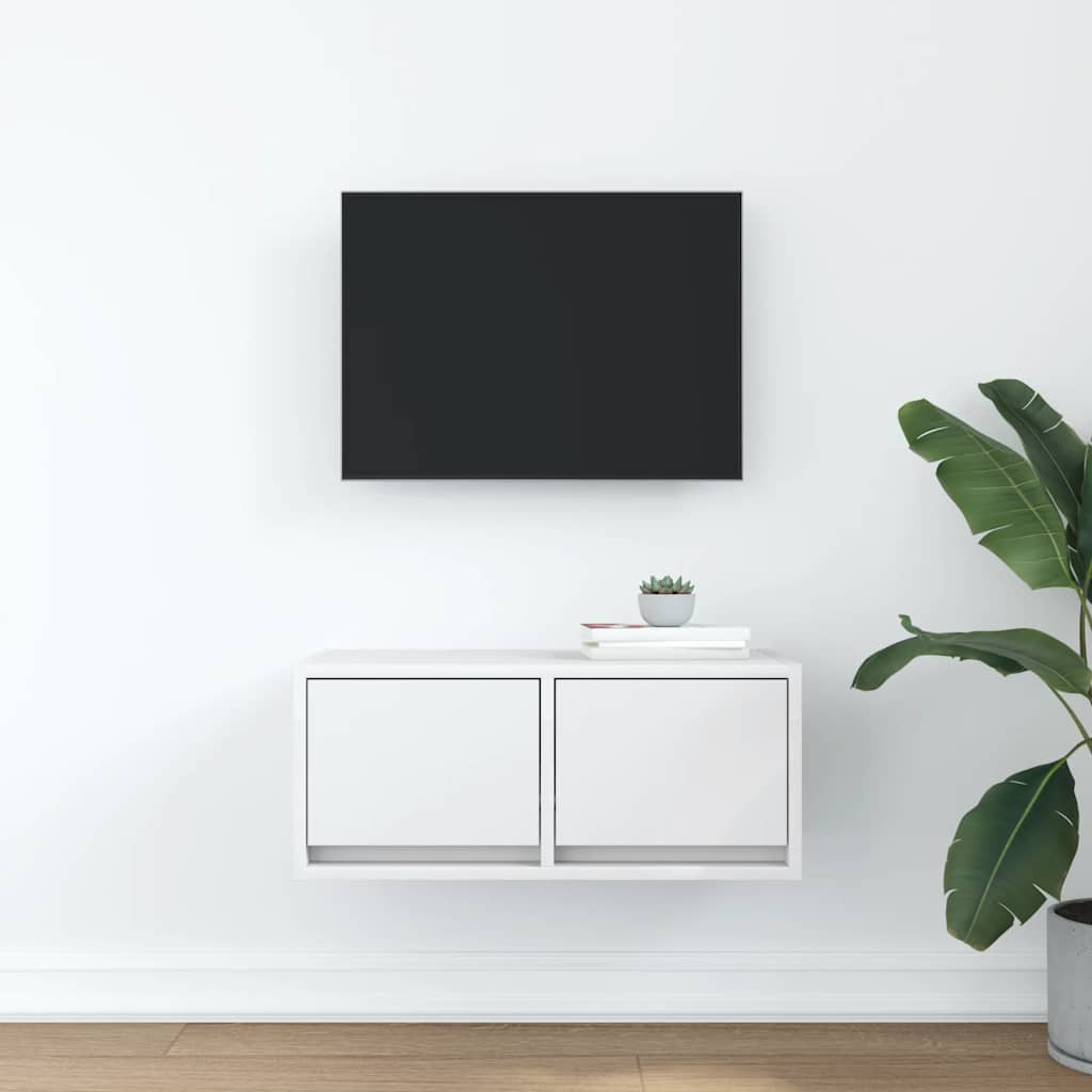 Meuble TV blanc 60x31x25,5 cm bois d'ingénierie - XIOS