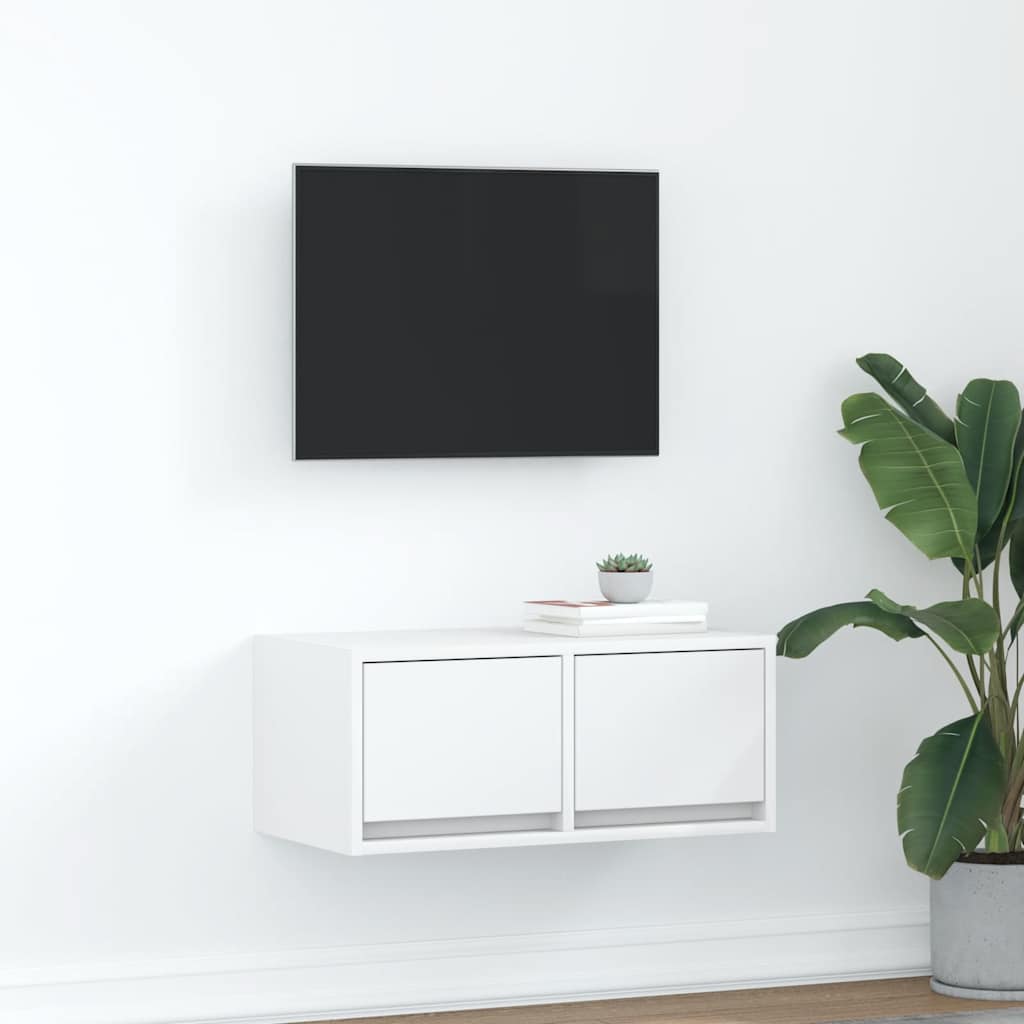 Meuble TV blanc 60x31x25,5 cm bois d'ingénierie - XIOS