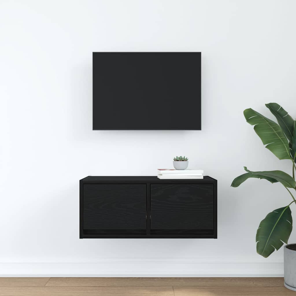 Meuble TV chêne noir 60x31x25,5 cm bois d'ingénierie - XIOS