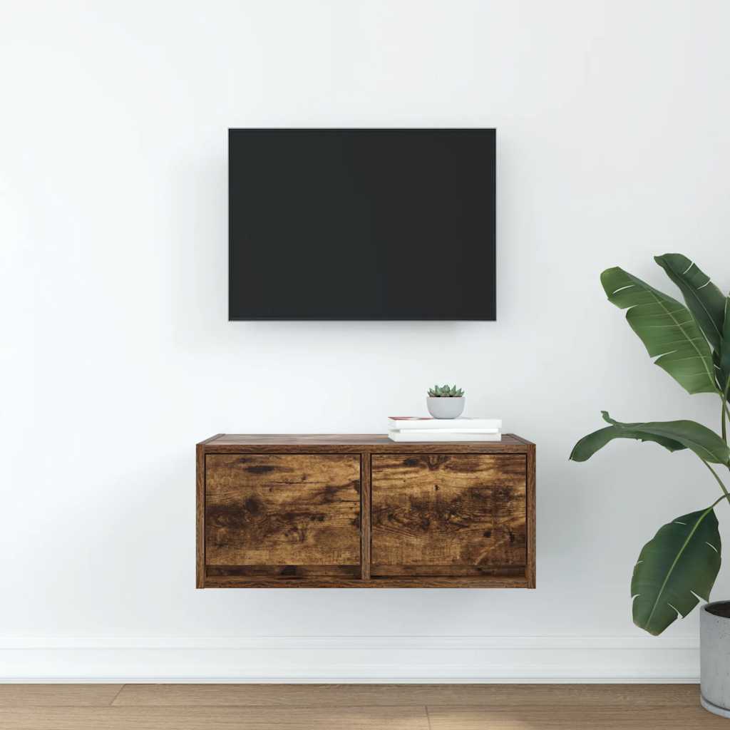 Meuble TV chêne fumé 60x31x25,5 cm bois d'ingénierie - XIOS