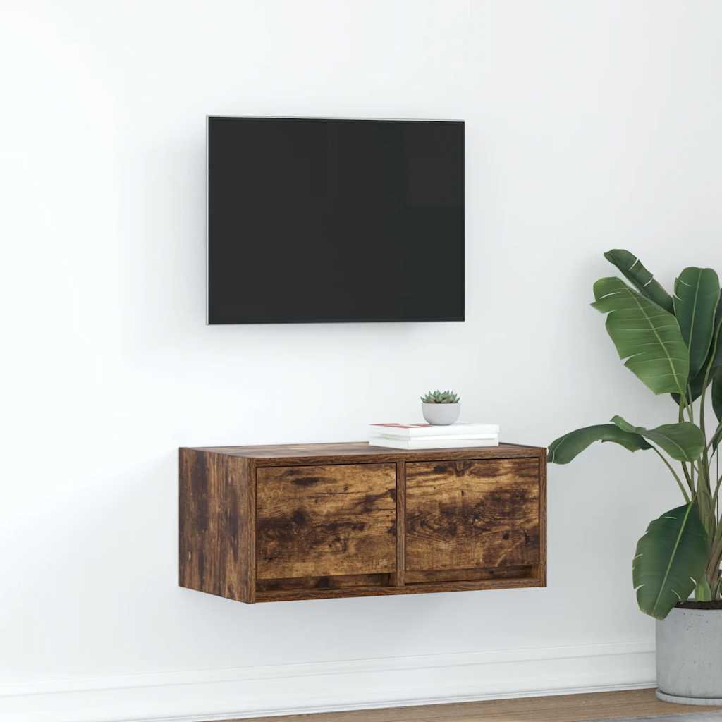 Meuble TV chêne fumé 60x31x25,5 cm bois d'ingénierie - XIOS