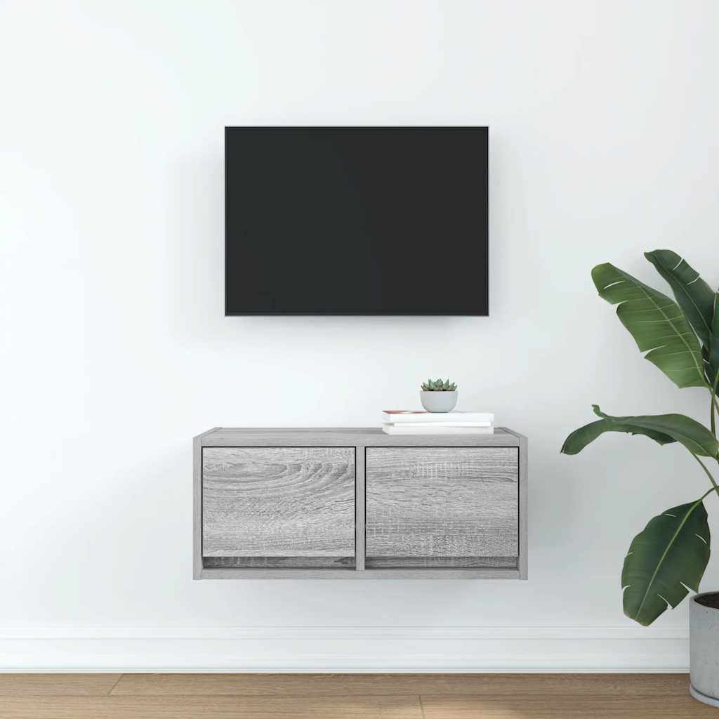 Meuble TV sonoma gris 60x31x25,5 cm bois d'ingénierie - XIOS